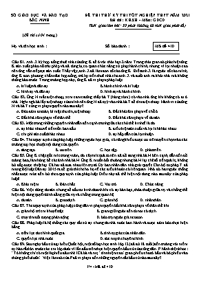 Đề thi thử Tốt nghiệp THPT môn Giáo dục công dân - Mã đề 410 - Năm học 2020-2021 - Sở giáo dục và đ